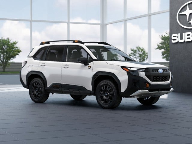 2026 Subaru FORESTER Wilderness in Crystal White Pearl — front three-quarter view