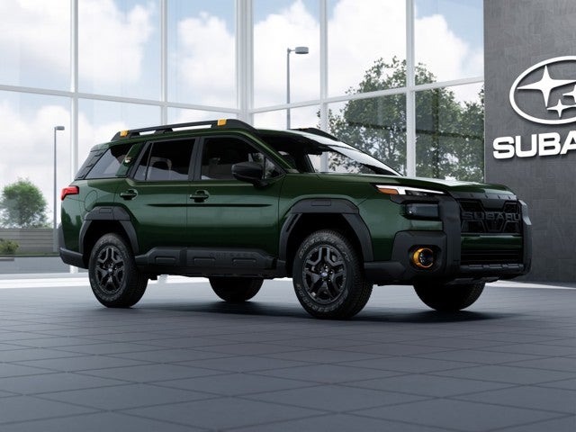 2026 Subaru OUTBACK Wilderness in Deep Emerald Green Pearl — front three-quarter view