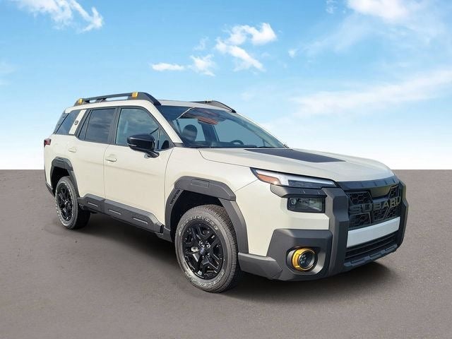 2026 Subaru OUTBACK Wilderness in Crystal White Pearl — front three-quarter view