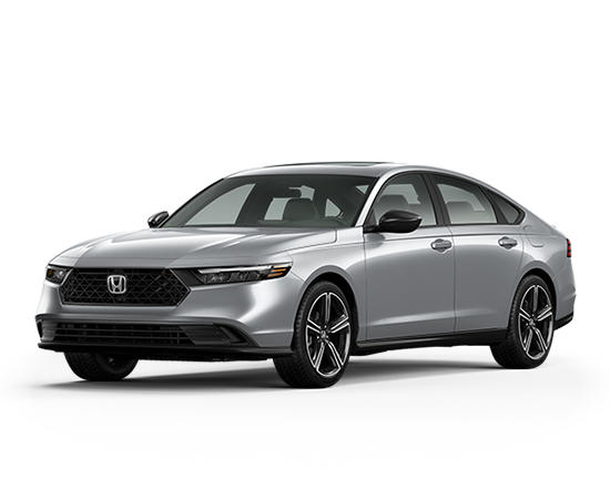 2026 Honda Accord Hybrid Sport in Solar Silver Metallic — front three-quarter view
