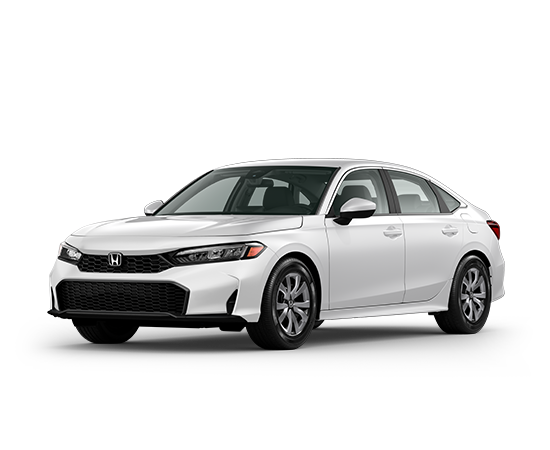 2026 Honda Civic LX in Platinum White Pearl — front three-quarter view